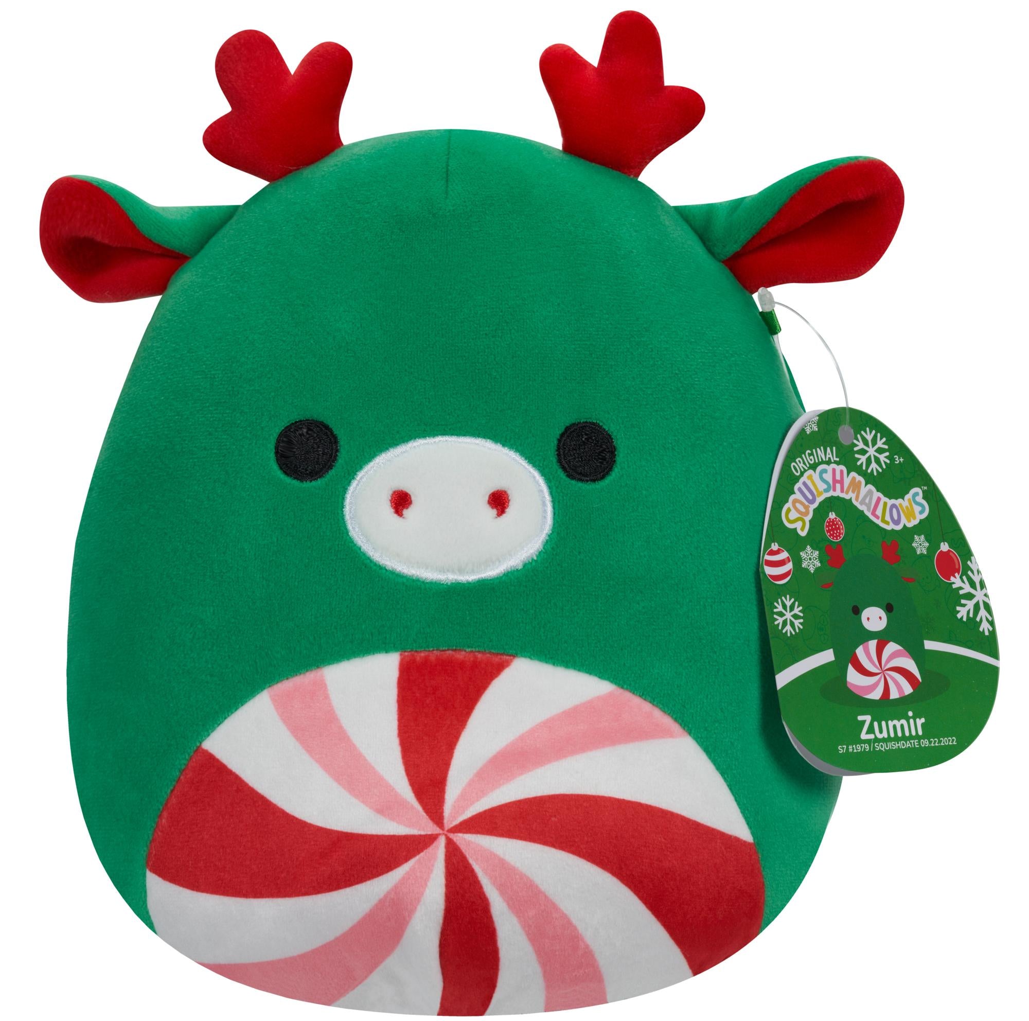 SQUISHMALLOWS 19 CM CHRISTMAS ZUMIR GREEN MOOSE W. PEPPERMINT SWIRL TUMMY-Squishmallow-SweMallow