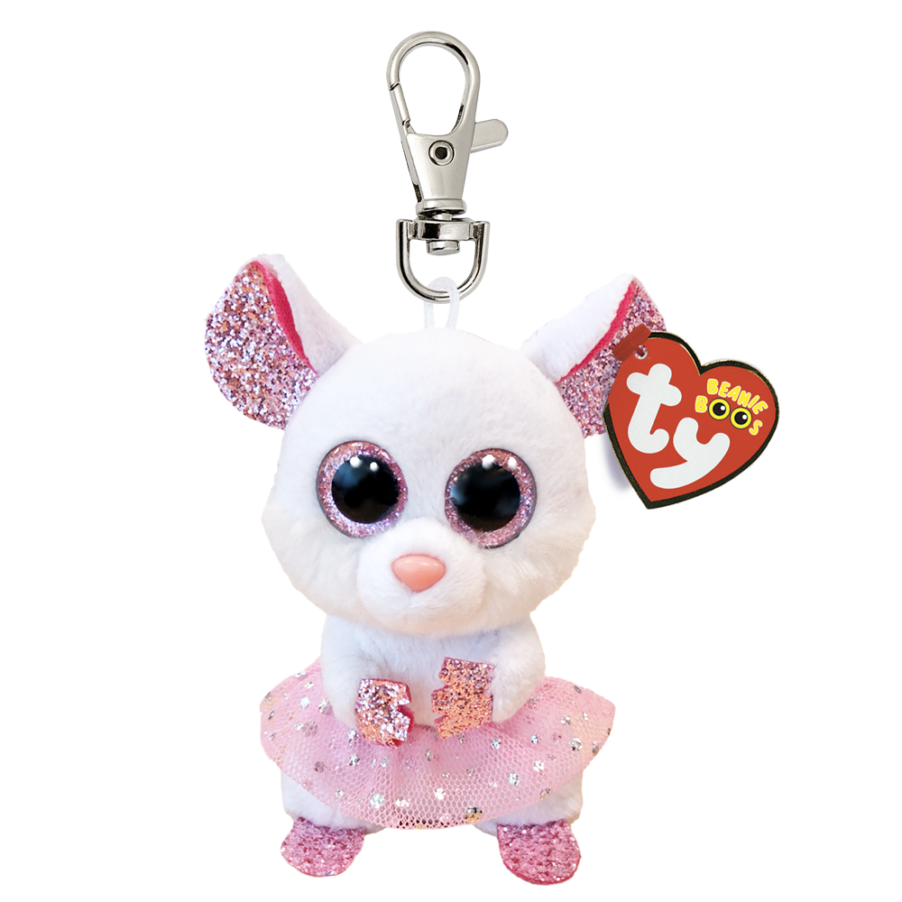 TY Beanie Boos Clip-On Nina The White Ballerina Mouse